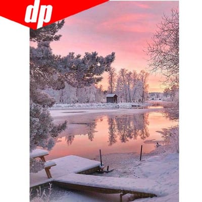 Broderie diamant complète Paysage 5d Peinture diamant Point de croix Bricolage Diamant rond 20X30 gray
