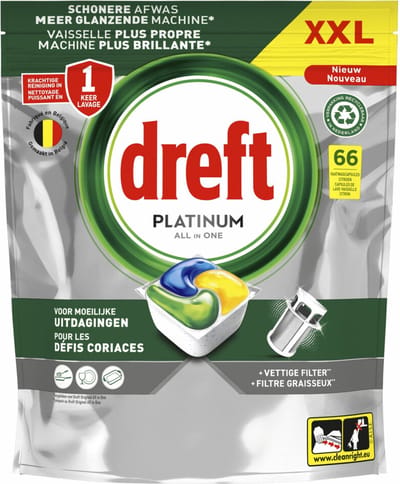 Dreft Vaatwastabletten Platinum All In One Citroen - 66 stuks