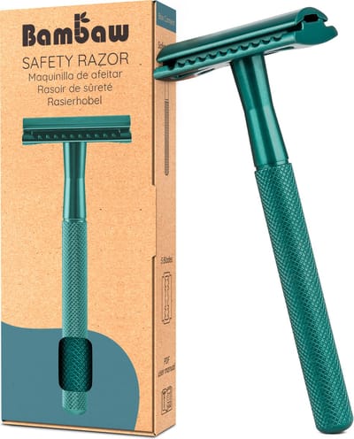 Bambaw Metalen Scheermes – Scheermesjes mannen vrouwen – Safety Razor Mannen – Safety Razor voor vrouwen – Voor Double Edge Mesjes - Zeegroen