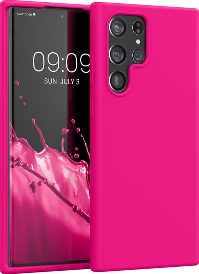 kwmobile telefoonhoesje geschikt voor Samsung Galaxy S22 Ultra - Hoesje met siliconen coating - Smartphone case in neon roze