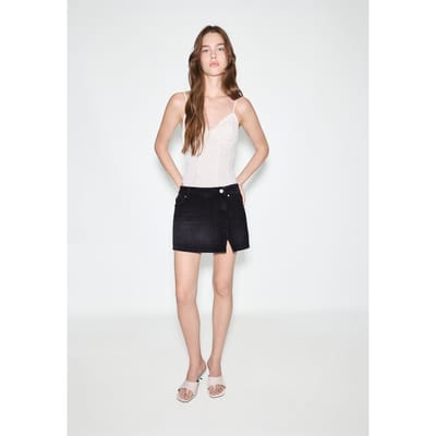 Stradivarius Korte broekrok met overslag  ZWARTE DENIM WASSING 34