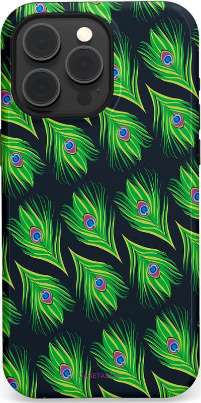 Casetastic Hoesje Geschikt voor Apple iPhone 15 Pro Max Magsafe - Stijlvolle Beschermende Duo-layer Case - Veren van verleiding