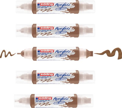 edding 5400 acrylic 3D double liner hazelnoot – 5 acryltubes – dubbele punt 2-3 mm & 5-10 mm – hoogwaardige waterbasis acrylverf voor canvas, hout & papier