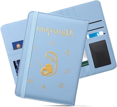 Beschermende Paspoorthoes voor Moeders van Kunstleer in Lichtblauw, Perfect voor Reizen en Organisatie