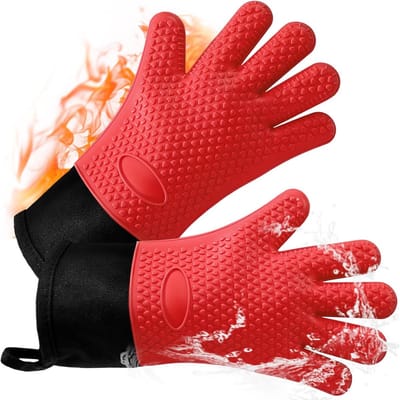 Ovenwanten - Keukenhandschoenen - Veilig Koken - Verlengd Ontwerp - 33x19 cm - Rood