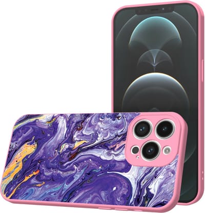 Smartphonica Telefoonhoesje Geschikt voor iPhone 12 Pro Max met Paars Goud Marmer opdruk - TPU Back Cover Case Purple Gold Marble Design - Roze geschikt voor iPhone 12 Pro Max
