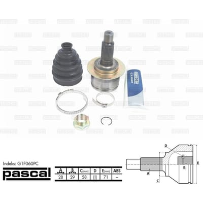 Homokineet reparatie set, aandrijfas PASCAL G1F060PC