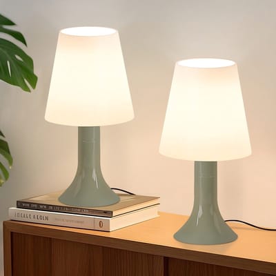 NETTLIFE Tafellamp E14 - 2 Stuks - groen - Bedlamp met kabel 24.5 cm - moderne landelijke stijl - voor eettafel | slaapkamer | Woonkamer - Zonder lichtbron