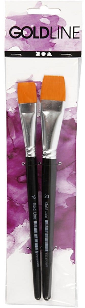 Creativ Company Gold Line Acryl Penselen Plat Set 2 stuks