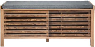 CALICOSY - Schoenenbank met 2 schuifdeuren en open latten L112 cm - LIAM