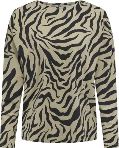 Only T-shirt Onlcamille L/s Top Cc Jrs 15312068 Trench Coat/fie Zebra Dames Maat - S