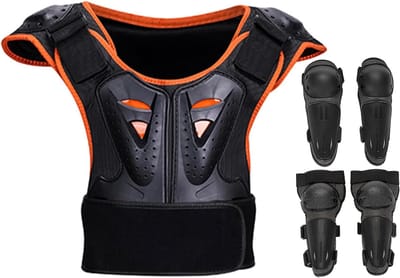 Kinder Beschermingsset - Scooter Veiligheid - Actieve Sporten - Ademend Luchtstroomontwerp - Maat M L - Oranje