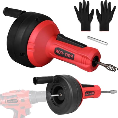 Afvoervijzel - Ontstopper slang - Afvoer ontstoppen - Handmatig en booraangedreven - 5 meter kabel - Rood