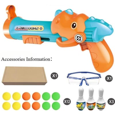Jouet Lanceur de Balles Molles pour Enfants Pistolet à Fléchettes Molles Manuel Comprend 12 Balles Molles Lunettes Cible Jouet de Tir pour Bébé Cadeaux pour Garçons Âges 4-8 bleu