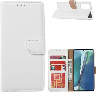 LuxeBass Hoesje geschikt voor Samsung Galaxy Note 20 - Bookcase Wit - portemonnee hoesje gsm hoesje - telefoonhoes - telefoonhoesjes