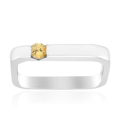 Cavill - Zilveren ring - 925 Sterling zilver geplatineerd - Gele Zirkoon 0,162 ct Rond geslepen - Modern minimalistisch design - Ringen 20x19 mm