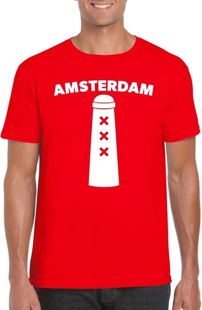 Amsterdam shirt met Amsterdammertje rood heren S