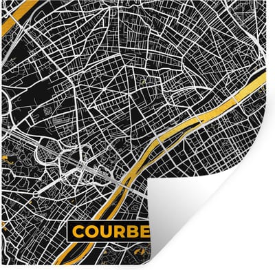 Muurstickers - Sticker Folie - Plattegrond – Kaart – Stadskaart – Frankrijk – Courbevoie - 100x100 cm - Plakfolie - Muurstickers Kinderkamer - Zelfklevend Behang XXL - Zelfklevend behangpapier - Stickerfolie