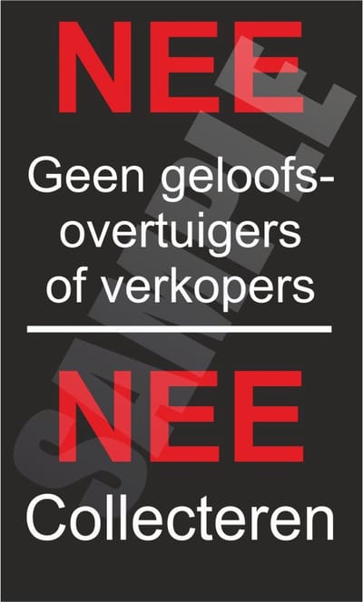 5 Stuks NEE NEE Sticker. De oplossing tegen ongewenste verkopers en collectes