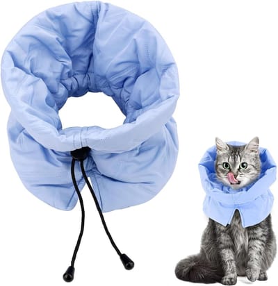 Katten Kraag, Bescherm Kraag Kat, Herstelhalsband voor katten, zachte, verstelbare herstelhalsband voor katten en kittens, voorkomt likwonden (lichtblauw, S)Nekomtrek 5,5 - 9,8 in - Cyslmuk®