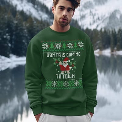 Lekker Waus Foute Kersttrui Groen - Santa Is Coming To Town - Maat XS - Kerst Outfit Dames & Heren