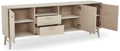 Dressoir Naturel Eiken - 4-Deurs - 212x34x60cm - Dressoir Porto