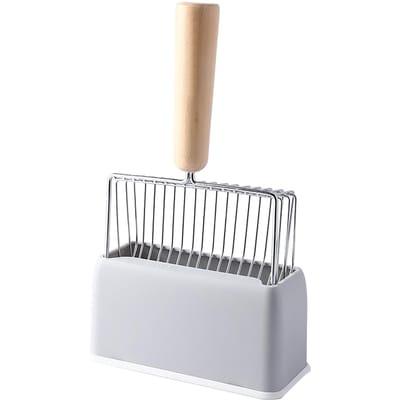 Kattenbakschep Kitty Metalen Schep met Diepe Schep Lange Steel Basis Poep Zeven Kitten Poepschep grijs