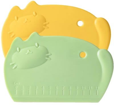 Dailygoods- Deegschraper 2 stuks - Siliconen Kookschraper - Ergonomische Keukenschraper - Antislip Handgreep - Schattige Kleuren - Maat 16x10,5 cm - Bakspatel