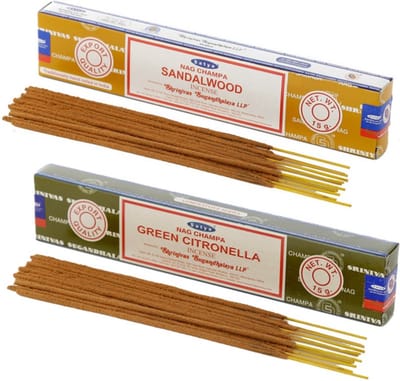 Satya Wierook cadeaus set - 2x geurstokjes - Sandelhout en Citronella geur - Meditatie