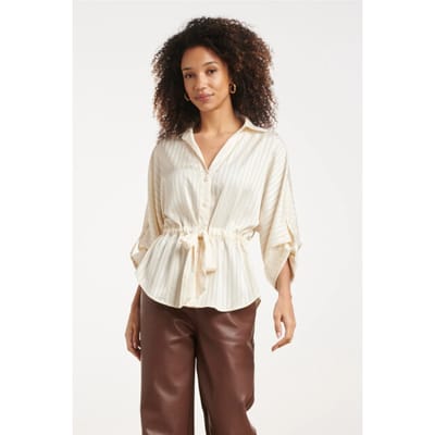 Smashed Lemon Blouse met structuurstreep en tailleceintuur |