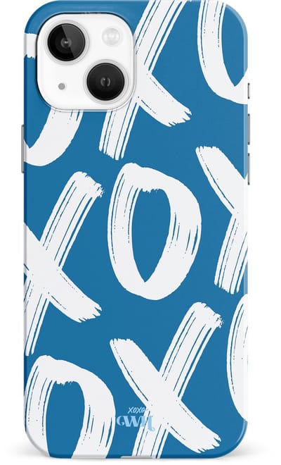 xoxo Wildhearts Can't Talk Now Blue - Single Layer hoesje - Blauw hoesje geschikt voor iPhone 13 - Beschermhoesje case geschikt voor iPhone 13 hoesje blauw - Tekst blauw - wit