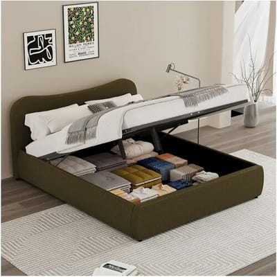 Concept-Usine Opbergbed 160x200cm Design Afgerond Ribfluweel Groen