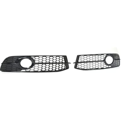 2 stuks Voorste Mistlamprooster Links Rechts Mesh Stijl Glanzend Zwart Vervanging voor A6 C6 2008‑2011 black