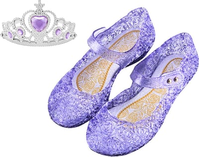 Prinsessenschoenen klittenband + kroon (tiara) - paars - maat 23/24 - vallen 1-2 maten kleiner - Het Betere Merk - verkleedschoenen prinses - prinsessen schoenen plastic - Giftset voor bij je Prinsessenjurk - binnenzool 14,5 cm