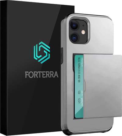 Hoesje Geschikt voor iPhone 11 Pashouder Hard Case Hoes - Hoes Geschikt voor iPhone 11 Hoesje Back Cover Met Pasjeshouder - Grijs