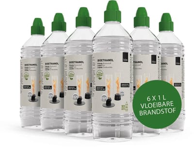 höfats Bio-ethanol vloeibare brandstof 6pack Rook- en roetvrij ethanol - Accessoires voor SPIN met biobrander, tafelhaard, tafelkachel, voor binnen en buiten