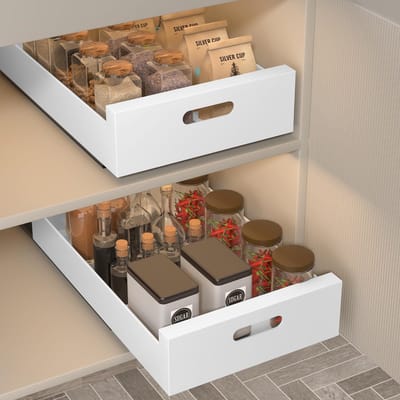 Dailygoods- Keukenladen Organizer - 2 Stuks - Opberglades Transparant - 43CM x 25CM x 8CM - Zonder Spijker Lijm - Voor Keuken Kasten - Opberglade