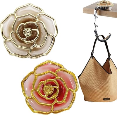 Handtashaken voor tafel, opvouwbare metalen haken, draagbaar, met zwarte opbergtas, voor restaurant, café, kantoor, bar, ideaal cadeau voor vrouwen en meisjes (C)