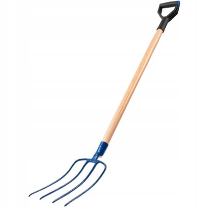 KADAX Haakvork van staal, vork met lange steel van hout, vork, tuinvork, spatvork, grafvork, draadvork, tuinvork, mestvork (4 tanden)