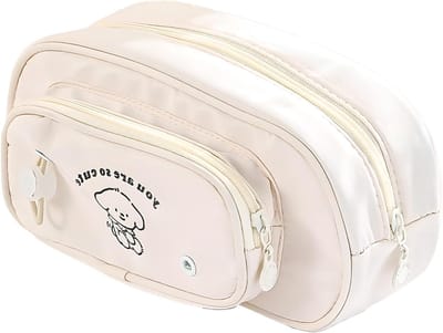 Multi-laags Pennenzak voor School en Kantoor met Grappig Hond Motief - Stijlvolle en Aesthetic Pennenzak voor Volwassenen, Tieners en Kinderen