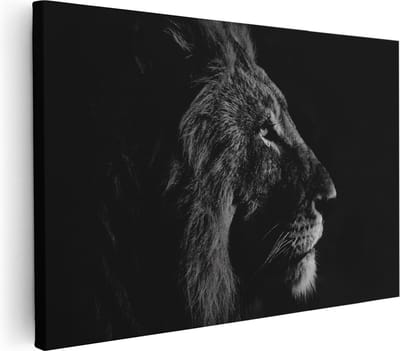 Artaza Canvas Schilderij Leeuwenkop - 30x20 cm - Klein - Muurdecoratie Dieren - Wanddecoratie Woonkamer - Kamer Accessoires