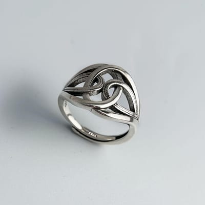 Anneaux en Cuivre Pour Femmes Couple Minimaliste Fait Main Simple Rétro Ligne Croisée Anneau Bijoux Fins Cadeau Prévenir l'Allergie resizable gray
