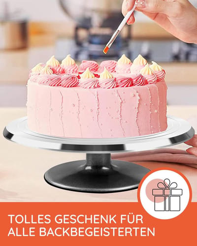 Candala Taartplaat draaibaar van aluminiumlegering - 35-delig. Taartdecoratieset, draaibare taartplaat met accessoires, spuitzak, spuitmonden, e-book en meer, taartplateau