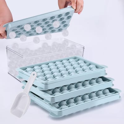 Dailygoods- IJsblokjesbak 111 Stuks - IJsblokjesvorm met Deksel - Ronde IJsballen - BPA Vrij - Voedselveilig - Eenvoudig te Verwijderen - Ijsvorm