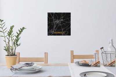 Muurstickers - Sticker Folie - Goud - Philippeville - Plattegrond - Kaart - Stadskaart - 30x30 cm - Plakfolie - Muurstickers Kinderkamer - Zelfklevend Behang - Zelfklevend behangpapier - Stickerfolie