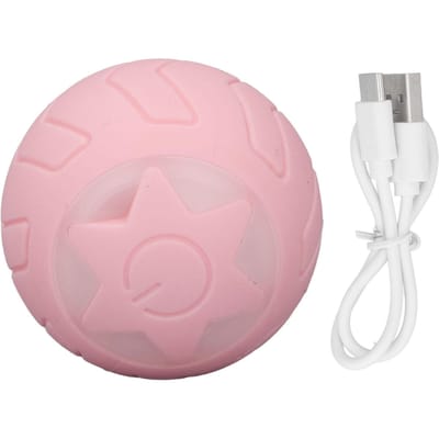Balle Peppy Pet pour Chats avec Flash LED Lumières Colorées Balle Roulante Automatique Rechargeable par USB rose