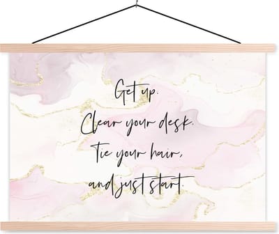 Posterhanger incl. Poster 90x60 cm - Schoolplaat - Motivatie - Studeren - Student - Quote - Textielposter - Blanke latten