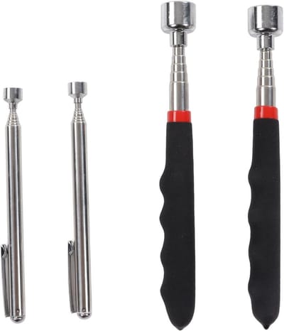 Magnetische pick-up tools - Ophaalstokken - Metalen onderdelen vinden - Telescopisch ontwerp - 4 stuks set - Zilver