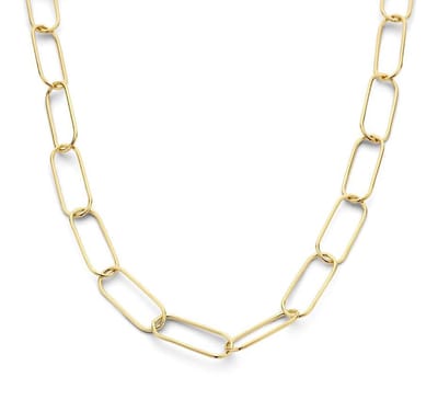 YO&NO - Ketting - Zilver verguld - Anker - Paperclip - Ronde buis - 10mm - 46cm - Sieraden vrouw - Zilver 925
