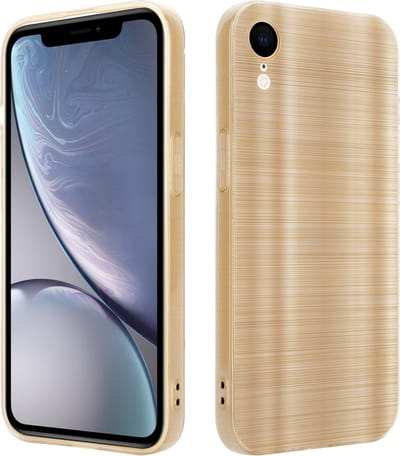 Cadorabo Hoesje geschikt voor Apple iPhone XR in Brushed Goud - Beschermhoes Case Cover van flexibel TPU silicone in Brushed design